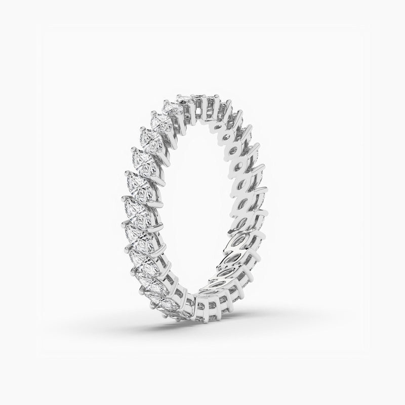 18k Solid Gold Marquise Cut Lab Grown Diamond Band - Alternate Angle | Riyanika Jewels