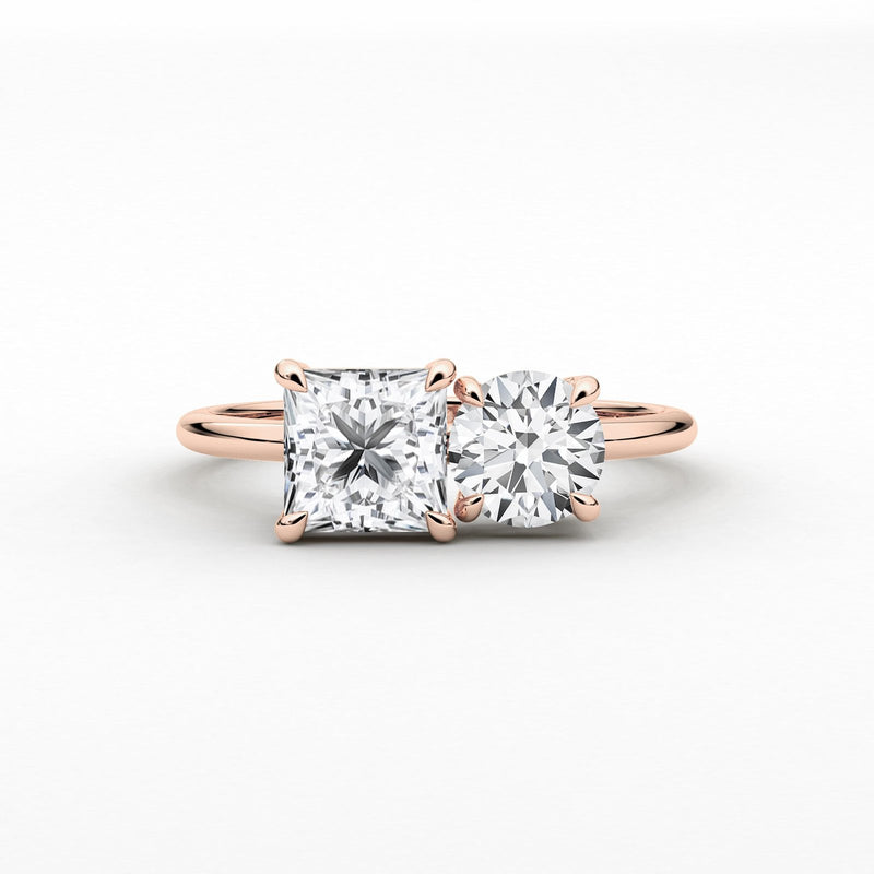 18k Solid Gold Toi Et Moi Lab Grown Diamond Engagement Ring - Alternate Angle | Riyanika Jewels