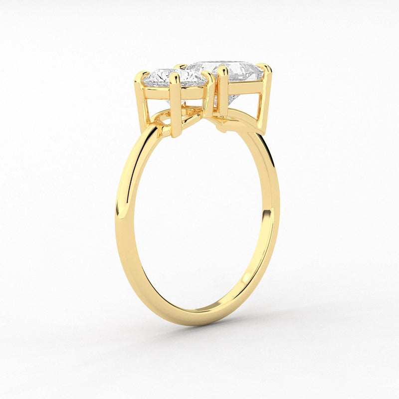 18k Solid Gold Toi Et Moi Lab Grown Diamond Engagement Ring - Side View | Riyanika Jewels