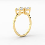 18k Solid Gold Toi Et Moi Natural Diamond Engagement Ring - Side View | Riyanika Jewels