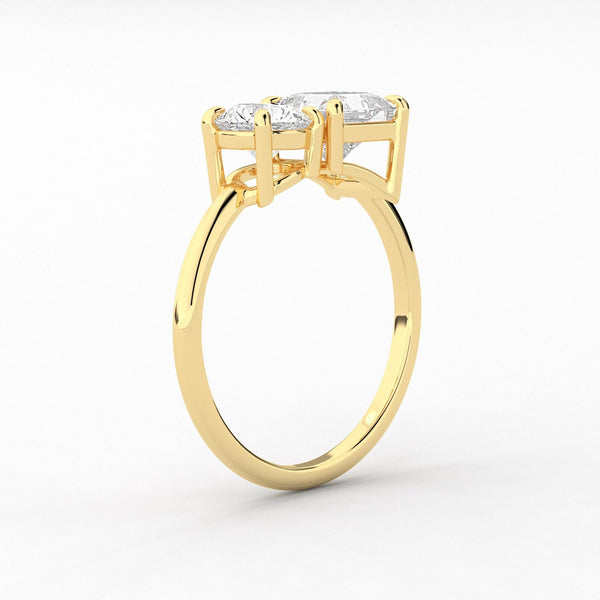 18k Solid Gold Toi Et Moi Natural Diamond Engagement Ring - Side View | Riyanika Jewels