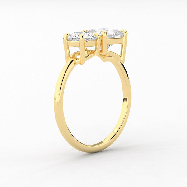 14K 2ct Lab Grown Diamond Round Cut Toi et Moi Engagement Ring