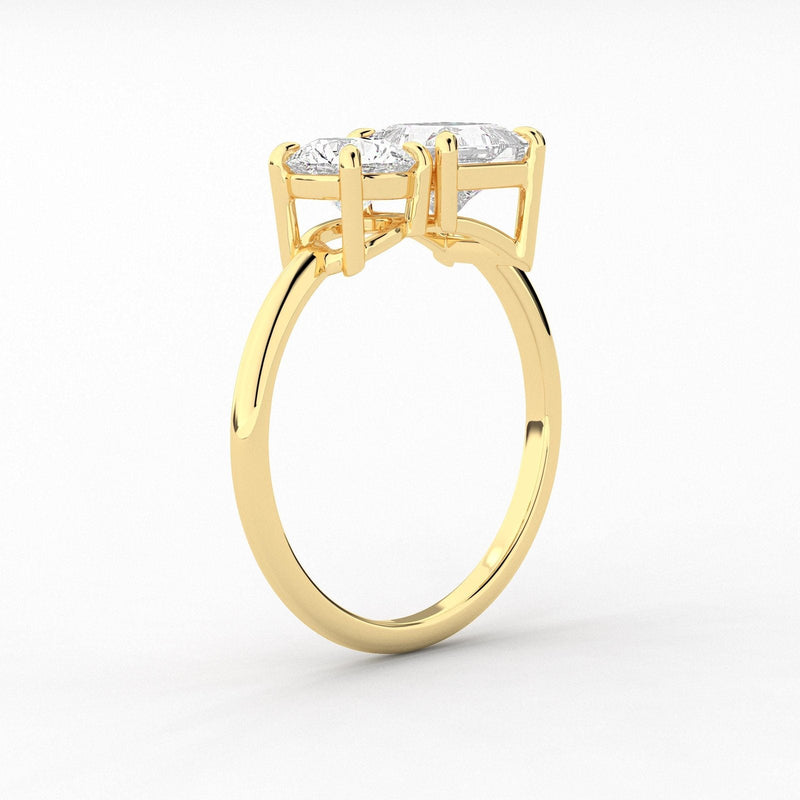 14K 2ct Lab Grown Diamond Round Cut Toi et Moi Engagement Ring