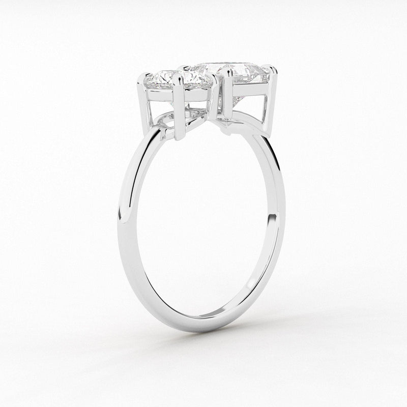 14K 2ct Lab Grown Diamond Round Cut Toi et Moi Engagement Ring