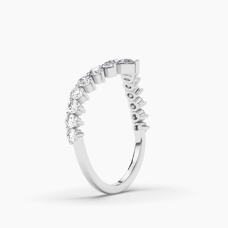 18k Solid Gold Natural Diamond Curved Wedding Band - Detail | Riyanika Jewels
