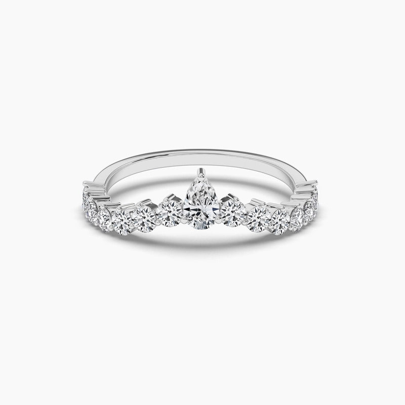 14K Solid Gold Natural Diamond Curved Wedding Band