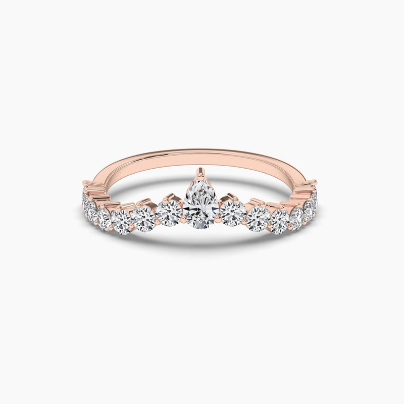18k Solid Gold Natural Diamond Curved Wedding Band - View 6 | Riyanika Jewels