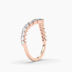 14K Solid Gold Lab Grown Diamond Curved Wedding Band