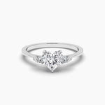 14K 1ct Lab Grown Diamond Heart Cut Three Stone Engagement Ring