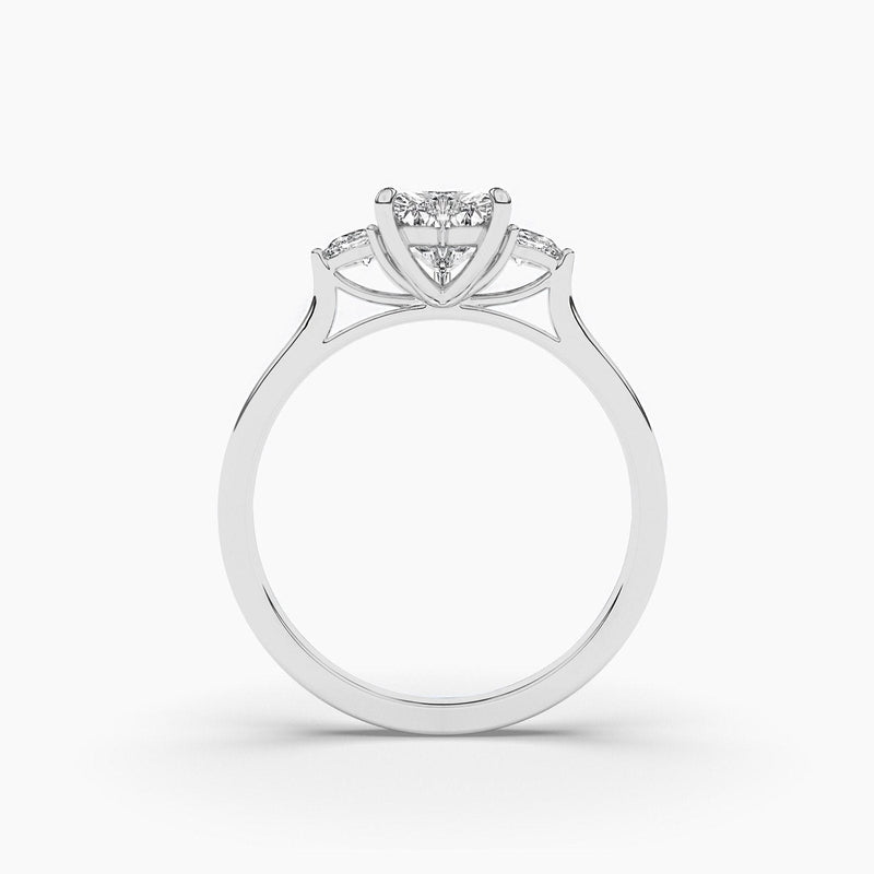14K 1ct Natural Diamond Heart Cut Three Stone Engagement Ring