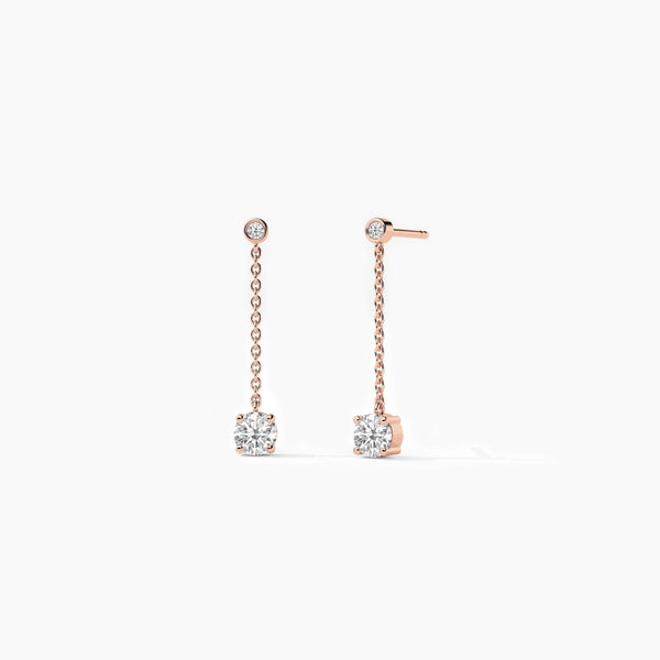 14K Solid Gold Lab Grown Diamond Dangle Drop Earrings
