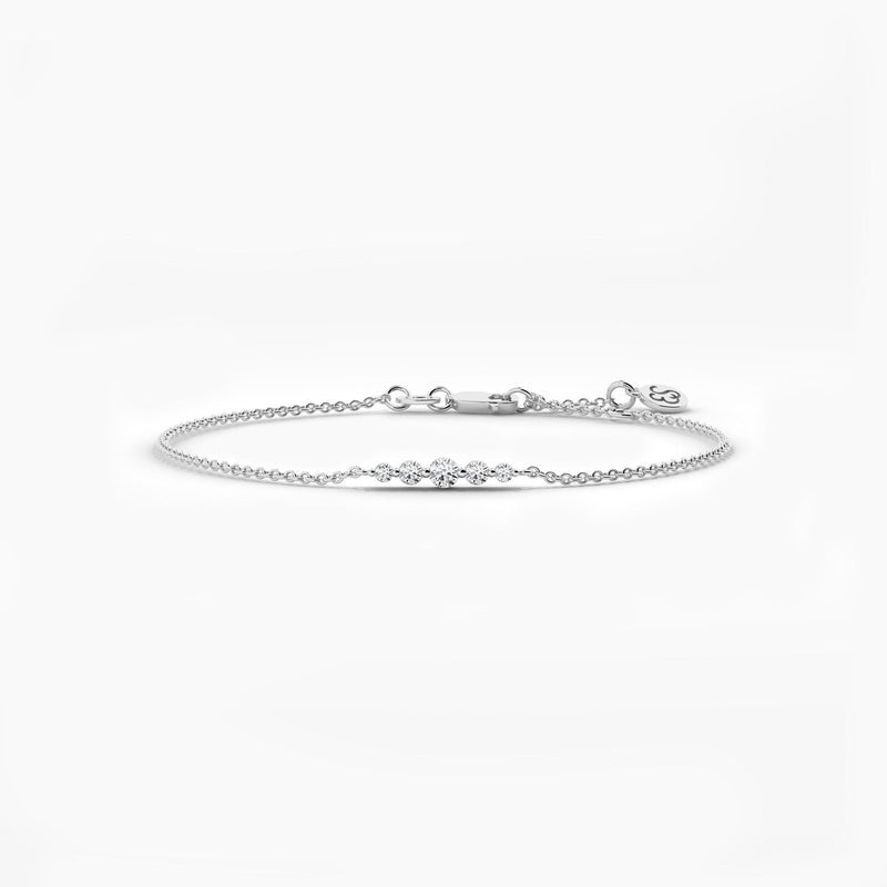 18k Solid Gold Round Cut Natural Diamond Five Stone Bracelet - Detail | Riyanika Jewels