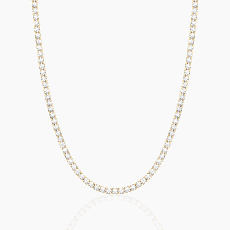 14K Solid Gold Flexible Lab Grown Diamond Tennis Choker Necklace | Layering Necklace
