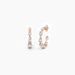 14K Natural Diamond Oval Cut Hoop Earrings