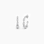 14k Solid Gold Pear & Oval Shape Natural Diamond Hoop Earring - Close Up | Riyanika Jewels