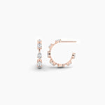 14k Solid Gold Pear & Oval Shape Natural Diamond Hoop Earring - Alternate Angle | Riyanika Jewels