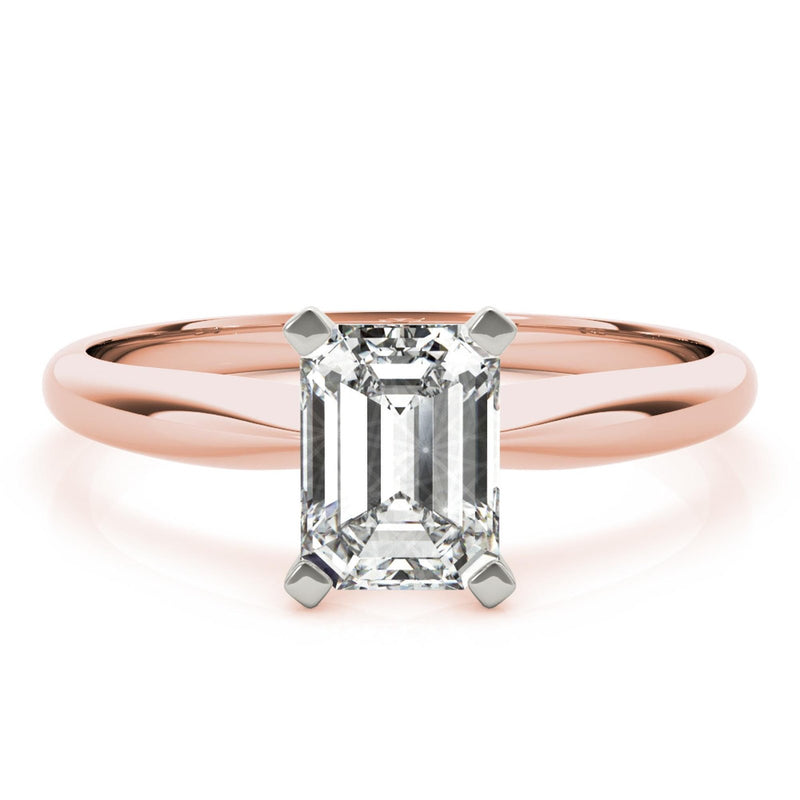 18K Solid Gold 1 CT Emerald-Cut Natural Diamond Solitaire Engagement Ring - View 7 | Riyanika Jewels