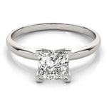 14K 1ct Natural Diamond Princess Cut Solitaire Engagement Ring