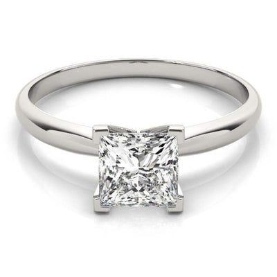 14K 1ct Natural Diamond Princess Cut Solitaire Engagement Ring
