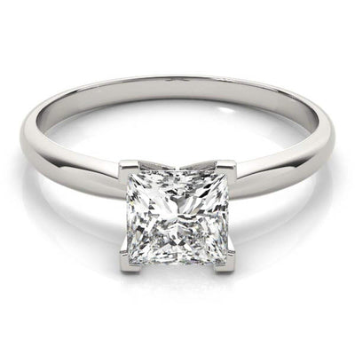 18K Solid Gold 1 CT Princess Cut Natural Diamond Solitaire Engagement Ring