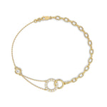 14K Solid Gold Natural Diamond Circle Stone Bracelet