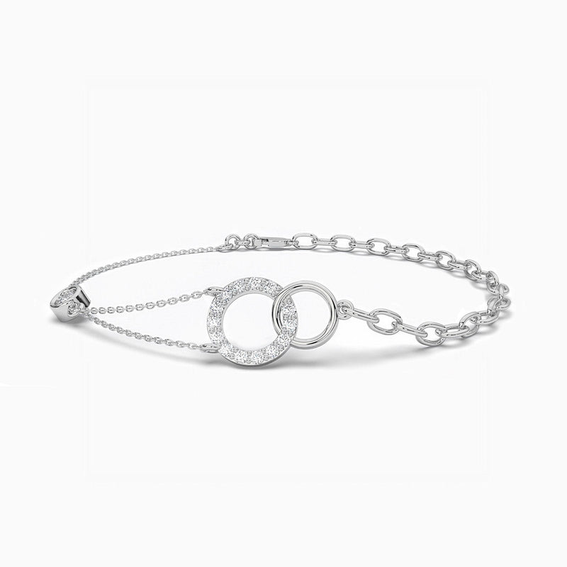 14K Solid Gold Natural Diamond Circle Stone Bracelet