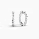 18k Solid Gold Natural Diamond Round Cut Huggie Hoop Earring - Side View | Riyanika Jewels