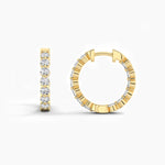 18k Solid Gold Natural Diamond Round Cut Huggie Hoop Earring - Alternate Angle | Riyanika Jewels