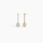 18k Solid Gold Natural Diamond Halo Earring - Side View | Riyanika Jewels