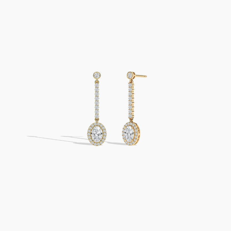 18k Solid Gold Natural Diamond Halo Earring - Side View | Riyanika Jewels