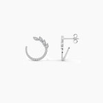 14K Natural Diamond Round Cut Hoop Earrings