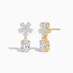 18k Solid gold Pear Shape Natural Diamond Dangle Earring - Side View | Riyanika Jewels