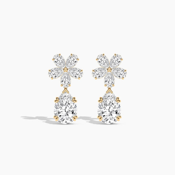 18k Solid gold Pear Shape Natural Diamond Dangle Earring | Riyanika Jewels