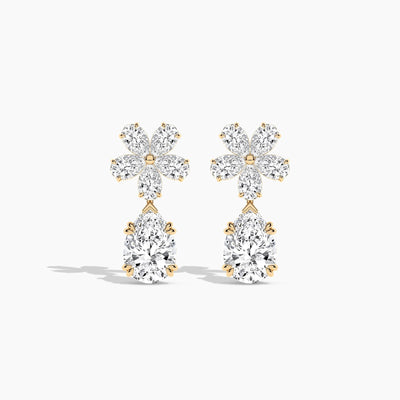 14K Natural Diamond Pear Cut Earrings