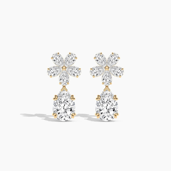 14K Natural Diamond Pear Cut Earrings
