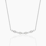14K Solid Gold Natural Diamond Art Deco Necklace | Curved Bar Necklace