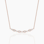 14K Solid Gold Natural Diamond Art Deco Necklace | Curved Bar Necklace