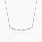 18k Solid Gold Natural Diamond Art Deco Necklace | Curved Bar Necklace - Detail | Riyanika Jewels