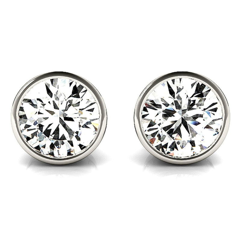 14K Lab Grown Diamond Round Cut Bezel Stud Earrings