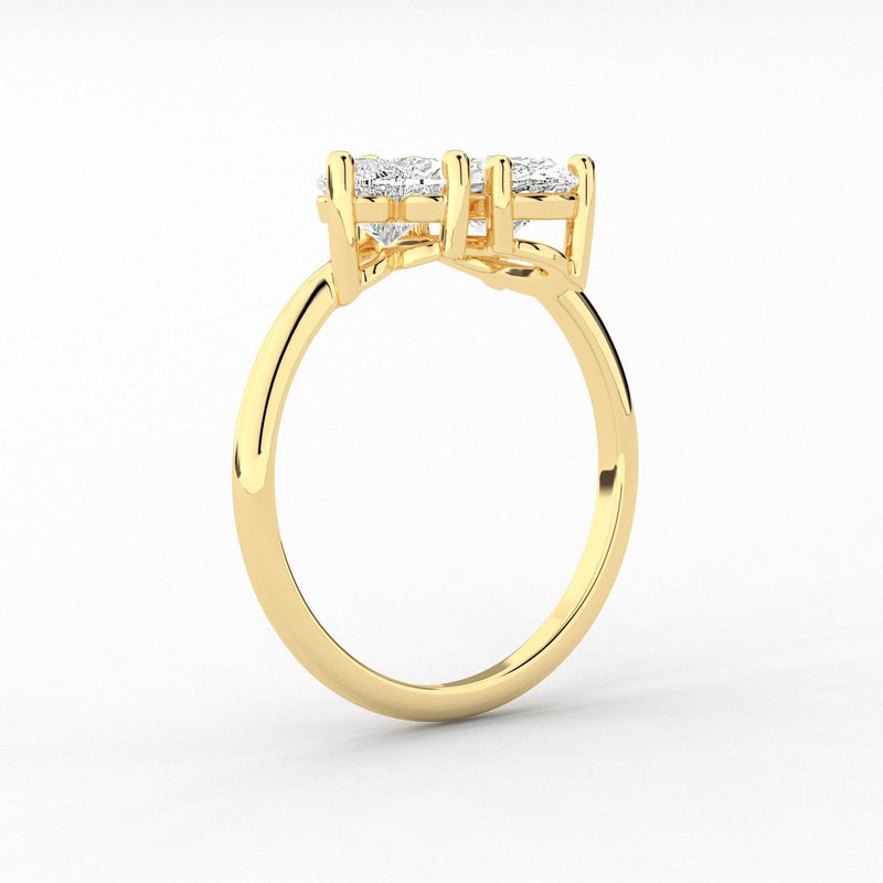 14K Natural Diamond Oval Cut Toi et Moi Ring