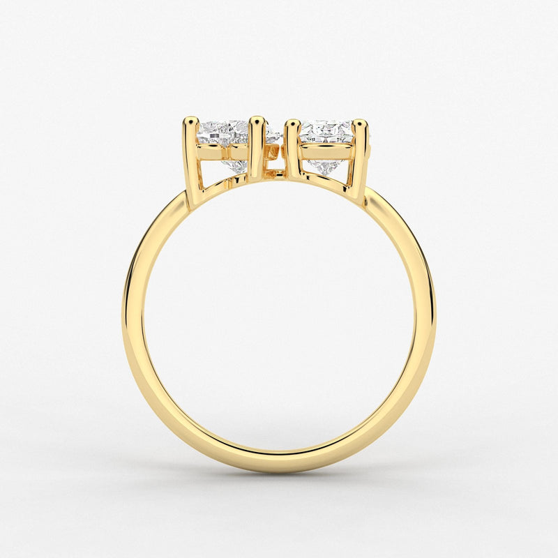 18k Solid Gold Toi et Moi Oval and Heart Cut Natural Diamond Ring - View 6 | Riyanika Jewels
