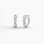 14k Solid Gold Multi-shape Natural Diamond Huggie Earrings - Detail | Riyanika Jewels
