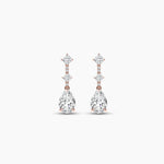 18k Solid gold Natural Diamond Pear, Princess and Round Cut Dangle Drop Earring - View 7