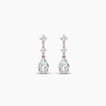 14K Natural Diamond Round Cut Drop Earrings