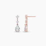 14K Natural Diamond Round Cut Drop Earrings