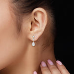 18k Solid gold Natural Diamond Pear, Princess and Round Cut Dangle Drop Earring - View 6