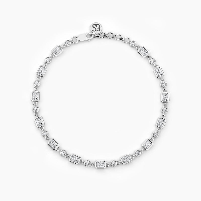 18k Solid Gold Bezel Set Natural Diamond Tennis Bracelet - View 6 | Riyanika Jewels