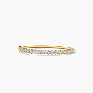 14K Solid Gold Lab Grown Diamond Bangle Bracelet For Women
