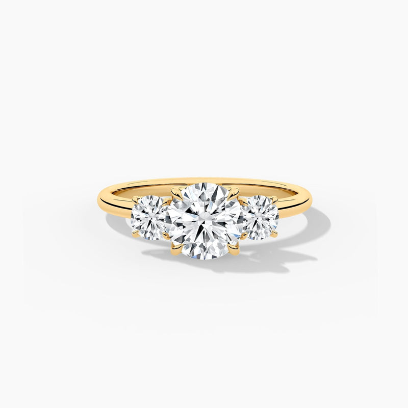 18 Solid Gold Three Stone Lab Grown Diamond Engagement Ring | Riyanika Jewels