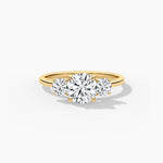 18K Solid Gold Three Stone Natural Diamond Engagement Ring | Riyanika Jewels